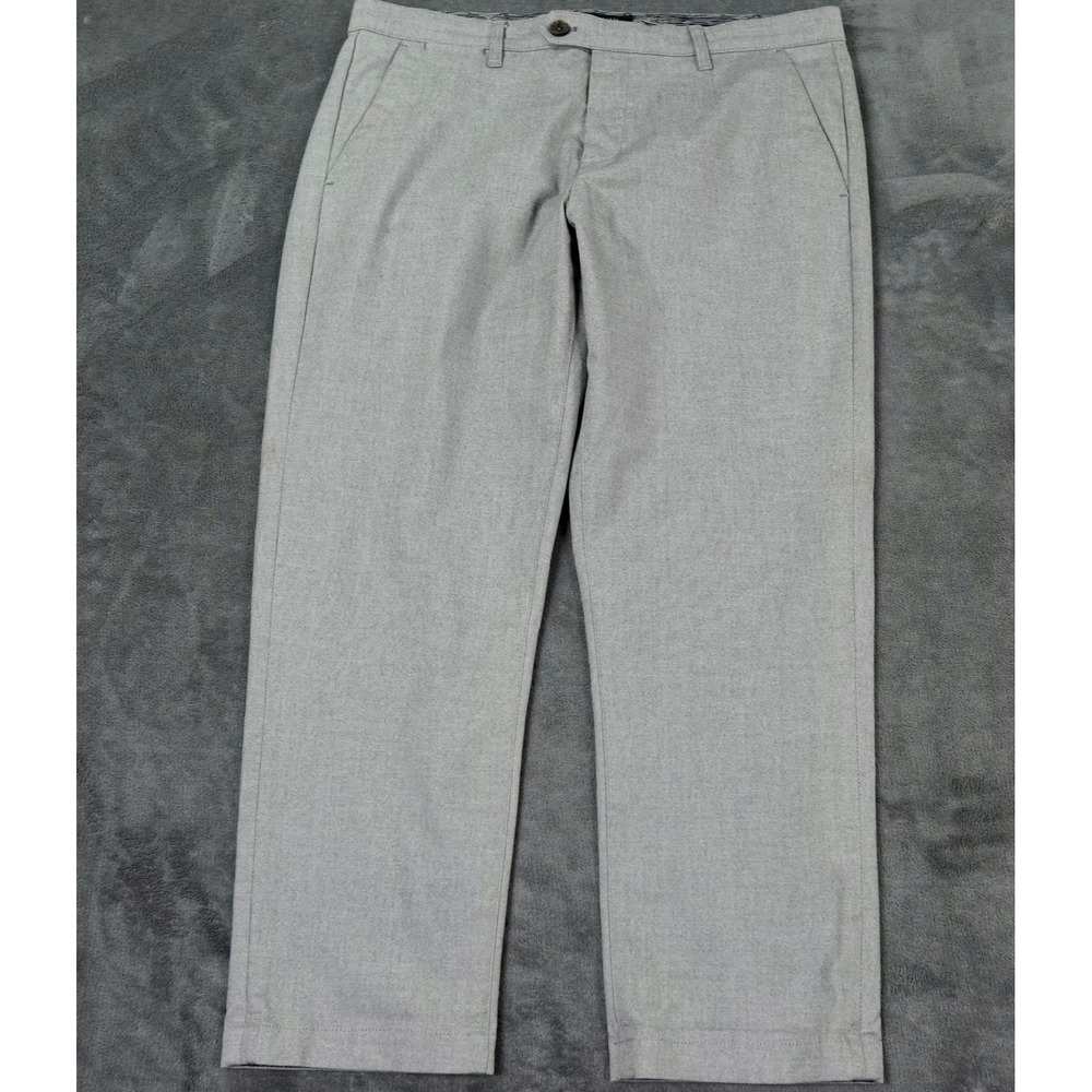 Ted Baker Volvek Trousers Mens 36x27 Grey Chino Pants Flat Front Business Casual